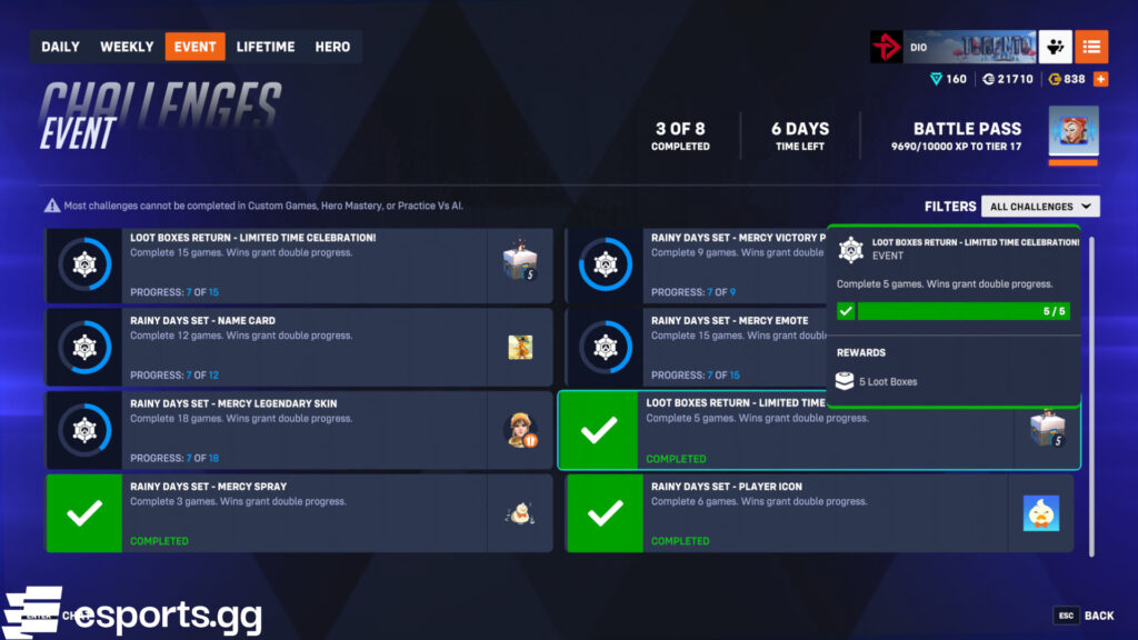 How to get loot boxes in the game (Screenshot via esports.gg)