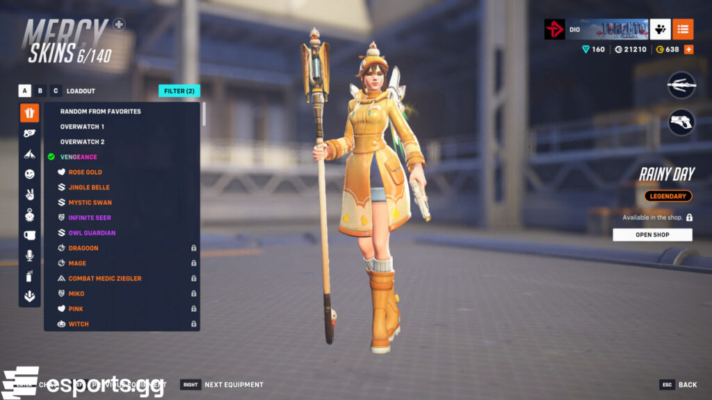 The Rainy Day Mercy skin (Screenshot via esports.gg)