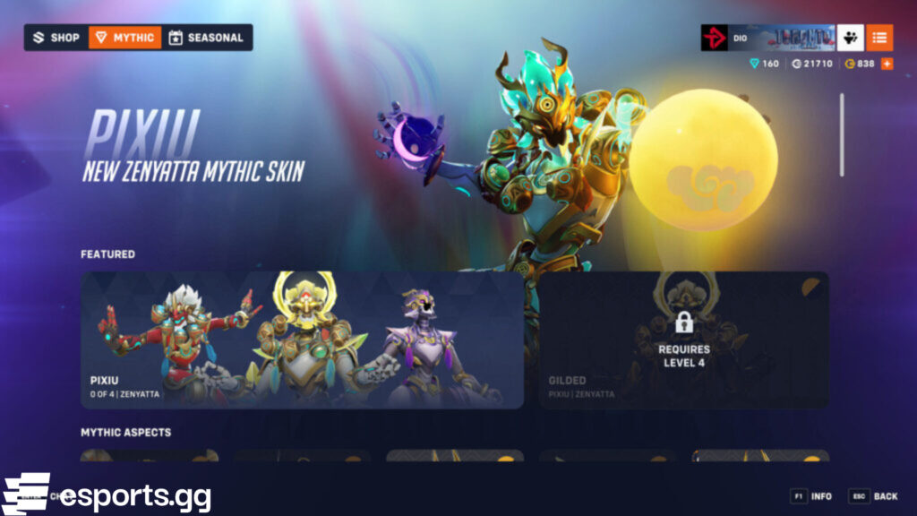 Mythic Zenyatta skin (Screenshot via esports.gg)