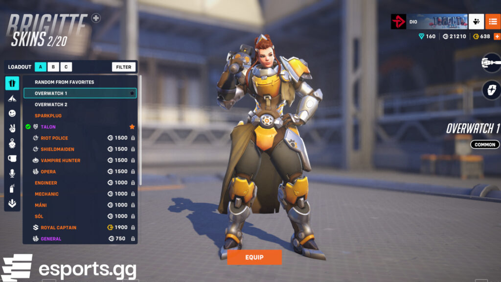 Screenshot of Brigitte in her original skin (Image via esports.gg)