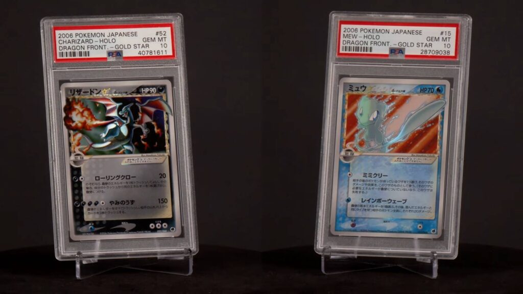 A couple of PSA 10 Pokémon cards. (Image via <a href="https://www.youtube.com/@PSAcard_Official">PSAcard YouTube Channel</a>)