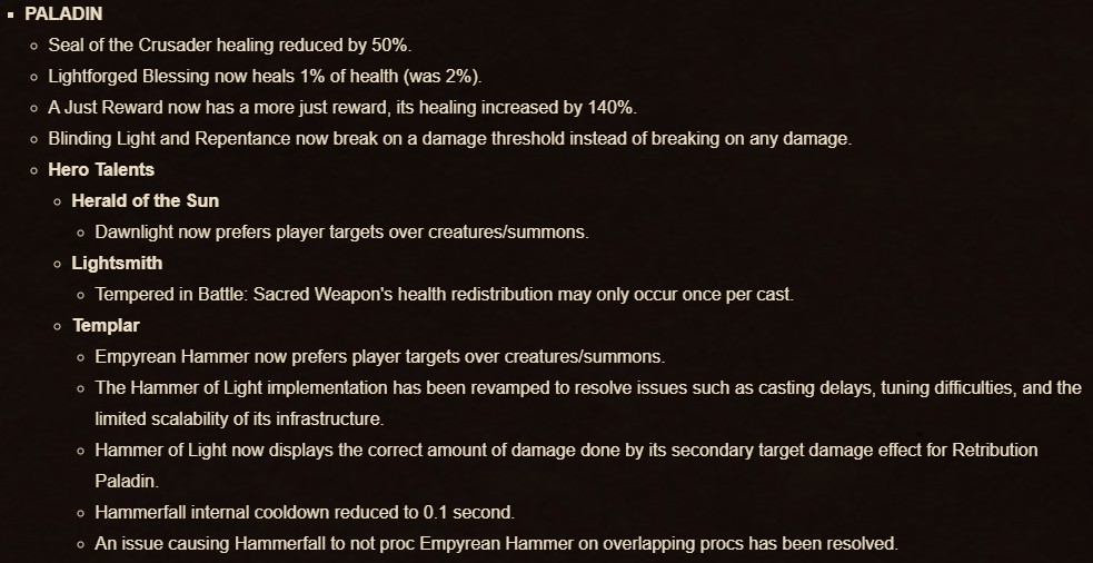 General Paladin changes (Image via Blizzard Entertainment)