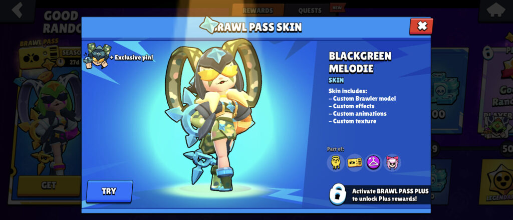 Blackgreen Melodie Melodie in the Brawl Pass Good Randoms (image via esports.gg)