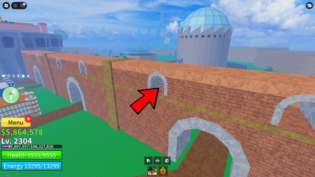 Here's the exact spot where you can find Sabi in the Kingdom of Rose (Screenshot via esports.gg)