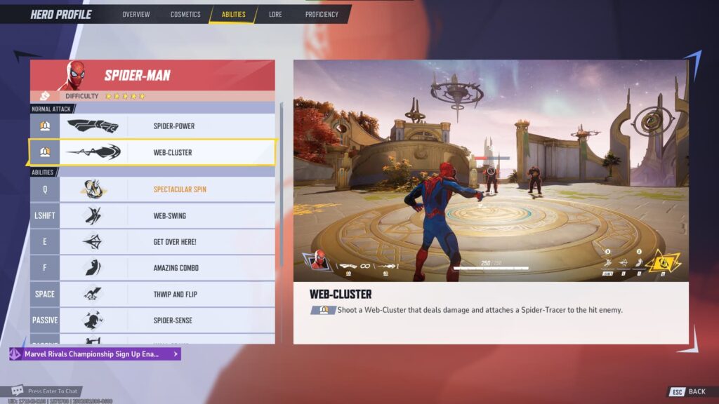 Connect with a Web-Cluster to attach a Spider Tracer (Screenshot via esports.gg)