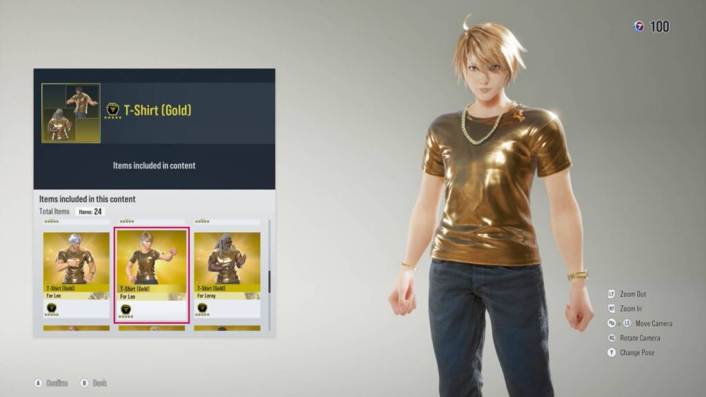 T-Shirt (Gold) for male TEKKEN 8 characters (image via esports.gg)