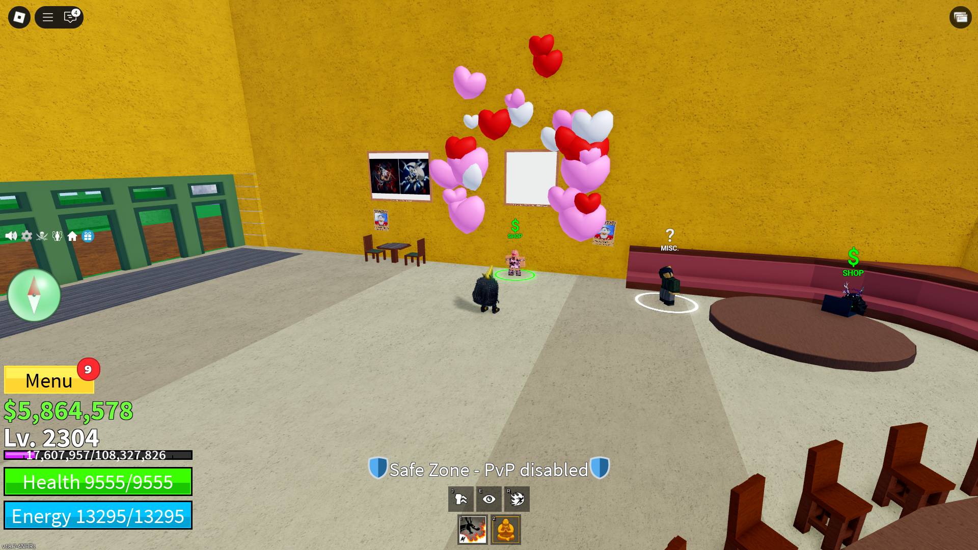 Valentine's Shop location in the Second Sea of Blox Fruits