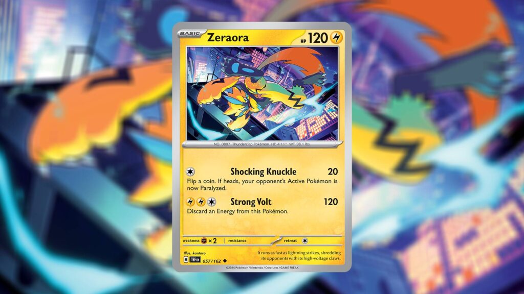 This Zeraora's Shocking Knuckle can Paralyze the opponent's Active Pokemon. (Image via The Pokemon Company)