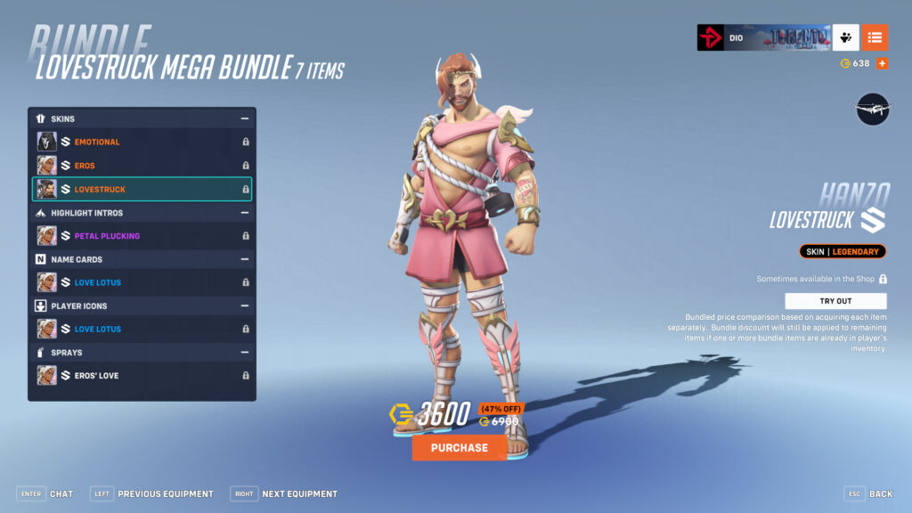 Lovestruck Hanzo screenshot (Image via esports.gg)