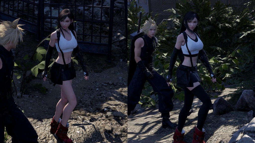 Tifa with and without classic mod side-by-side (Image via esports.gg)