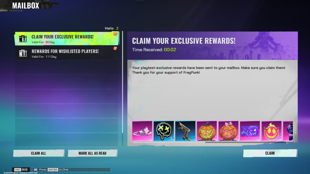 Here is the mail that contains the rewards (Screenshot via esports.gg)