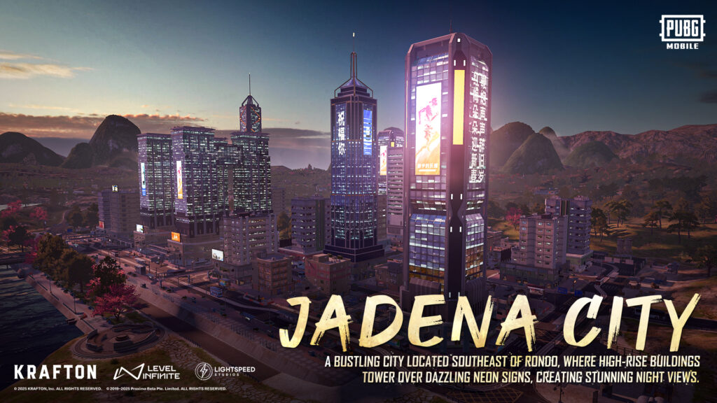 Jadena City in the new Rondo Map has modern building and escalator features (image via PUBG MOBILE)