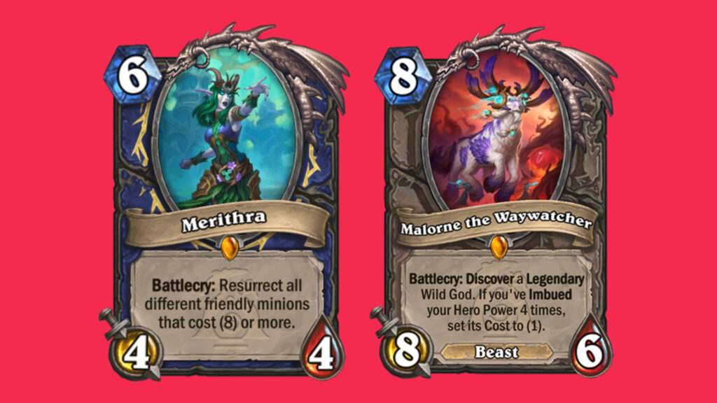 Possible Into the Emerald Dream decks include Merithra and Malorne the Waywatcher (Images via Blizzard Entertainment)