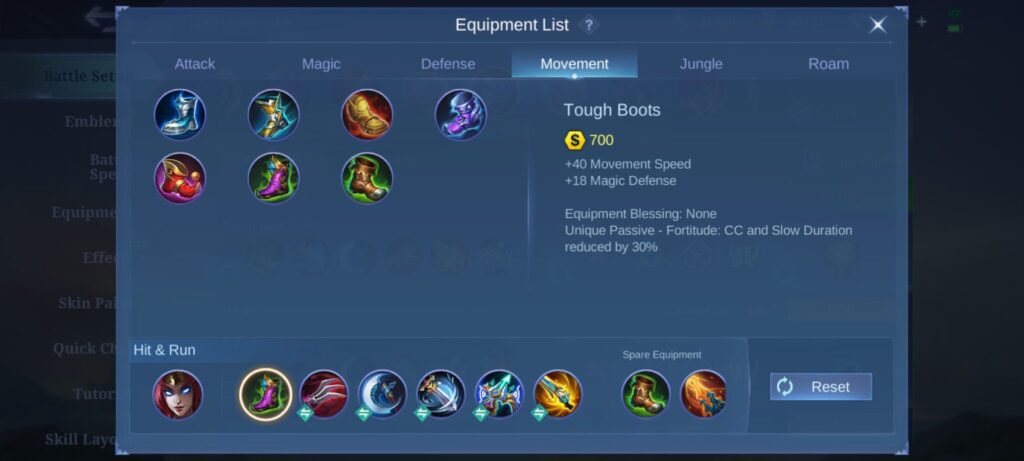 Super Marco's recommended Irithel Item Build in MLBB. (Screenshot via esports.gg)