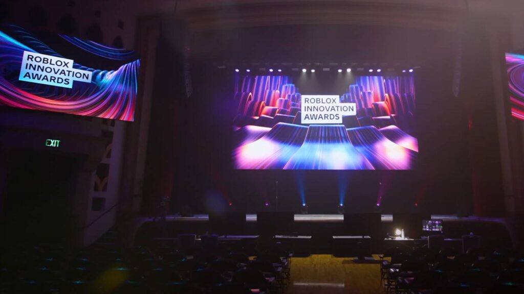 The venue of the Roblox Innovation Awards 2024. (Screenshot via <a href="https://www.youtube.com/@Roblox">Roblox</a>)