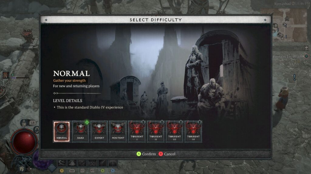 Start at Normal difficulty to reach level 20 quickly. (Screenshot by esports.gg via Blizzard Entertainment)