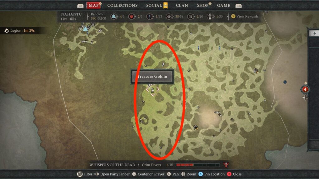 The western side of the Nahantu region seems to be the best place to farm goblins (Screenshot via esports.gg)