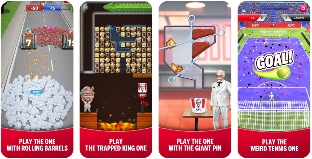 KFC Original Fake Games currently features four game modes (Image via KFC)