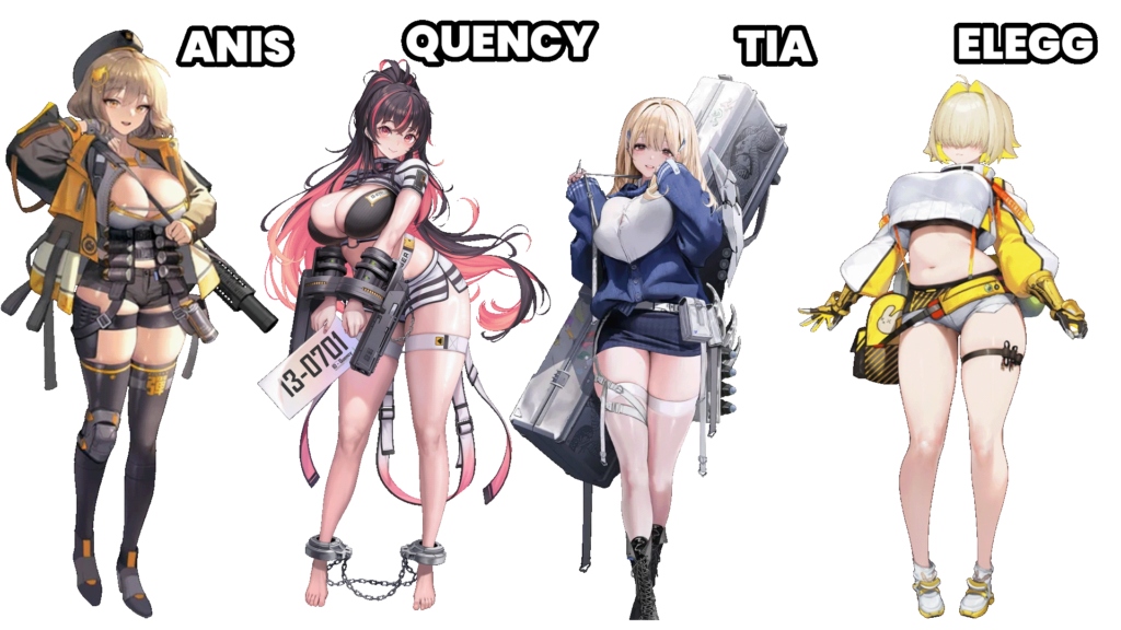 The only other characters who could be considered plus size in NIKKE are Anis, Quency, Tia and potentially Elegg.