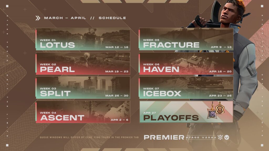 A look at the V25A2 Premier schedule (Image via Riot Games)