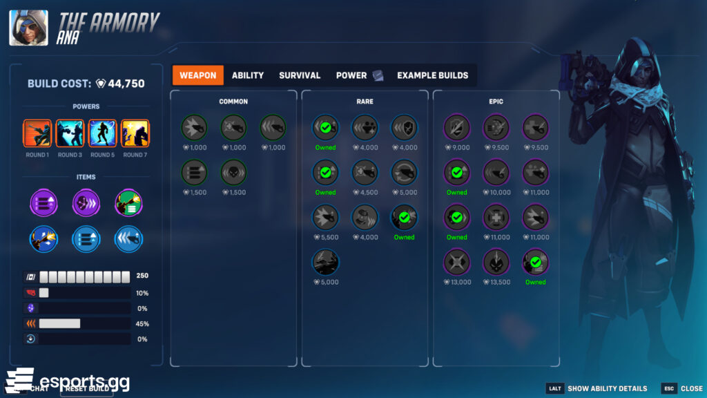 Ana build for Stadium (Screenshot by esports.gg)