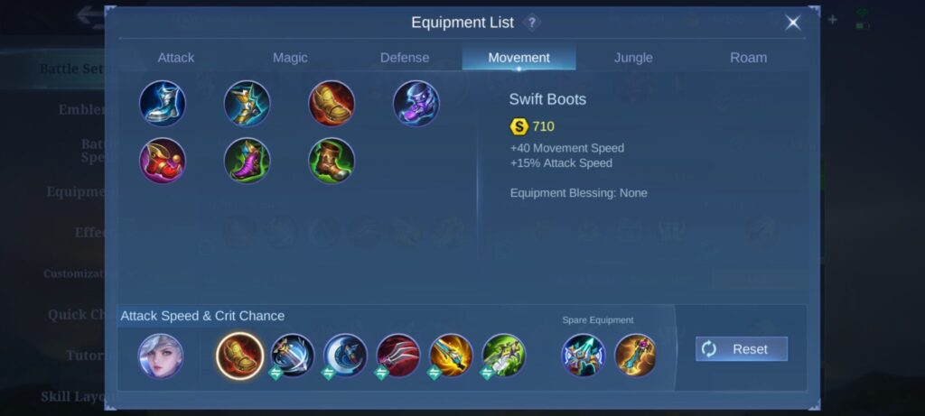 Miya item build in MLBB (Screenshot via esports.gg)