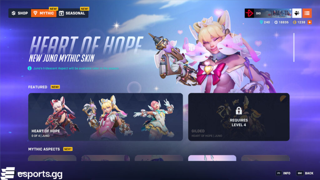 Overwatch 2 Mythic Shop rotation (Screenshot via esports.gg)