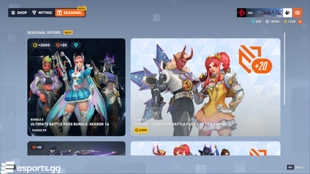 Seasonal shop rotation (Screenshot via esports.gg)