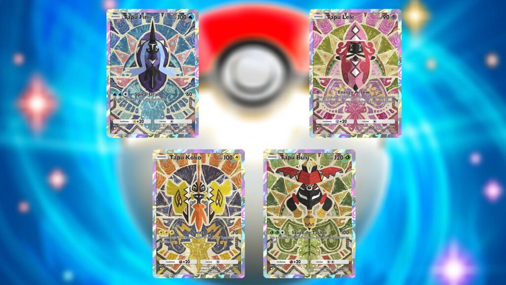 All one-star Tapu cards in the Celestial Guardians set. (Image via esports.gg)