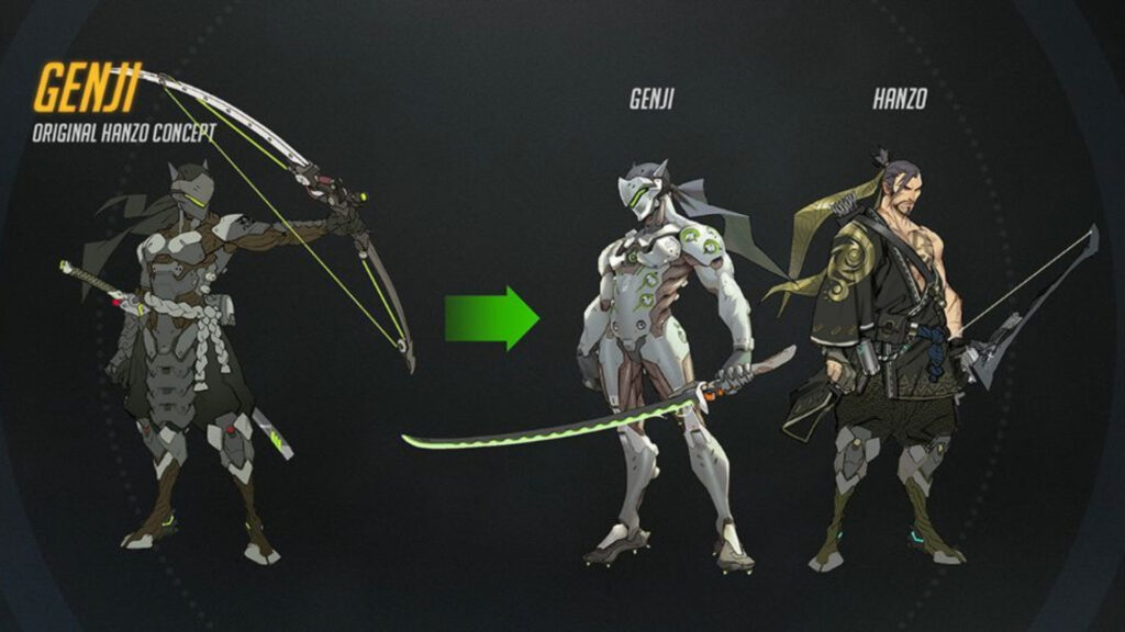 Genji and Hanzo's original concept art (Image via Blizzard Entertainment)