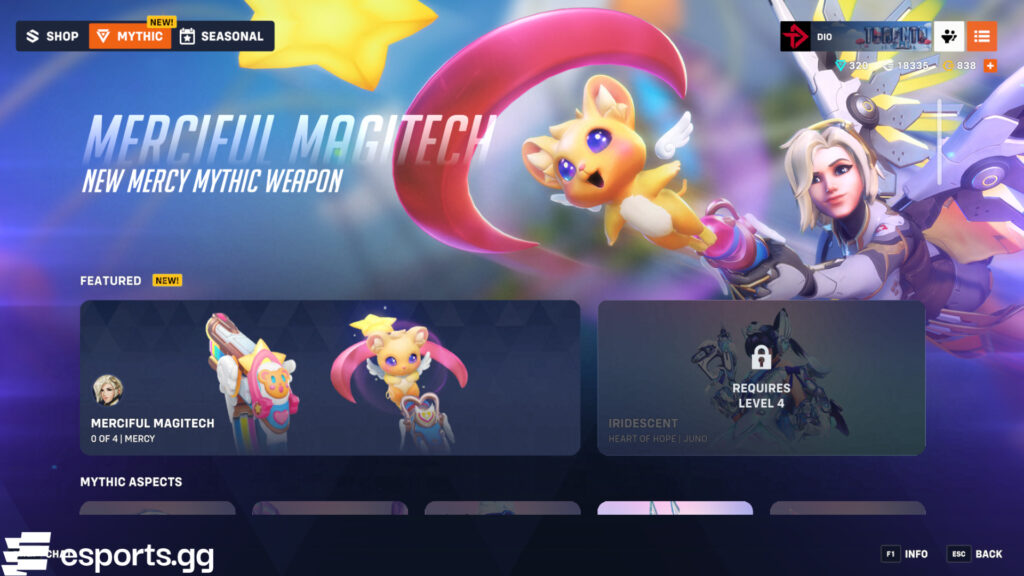Overwatch 2 Mythic Shop rotation (Screenshot via esports.gg)