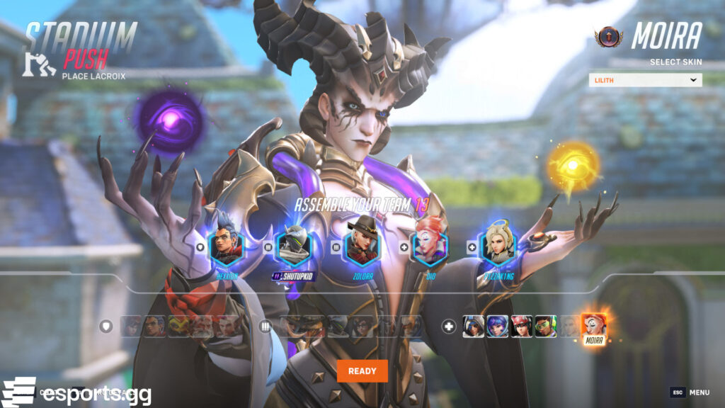 Overwatch 2 Stadium's current hero roster (Screenshot via esports.gg)