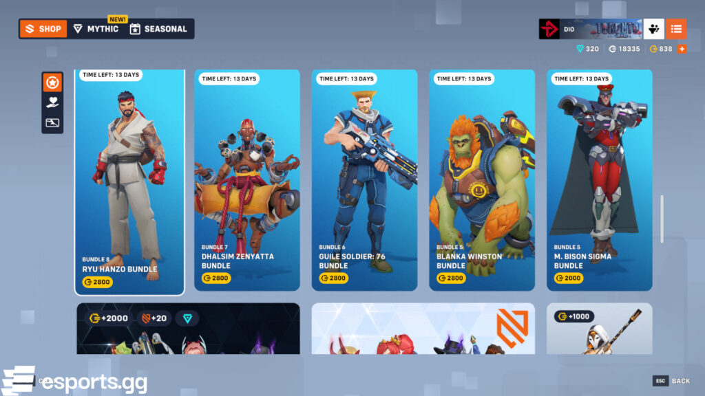 Overwatch 2 shop today (Screenshot via esports.gg)