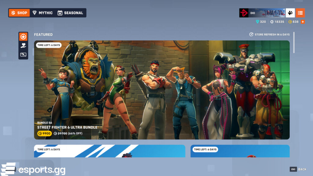 Overwatch 2 Street Fighter 6 skins (Screenshot via esports.gg)