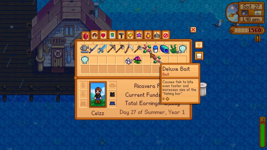 Find the bait in your inventory. (Screenshot via esports.gg)