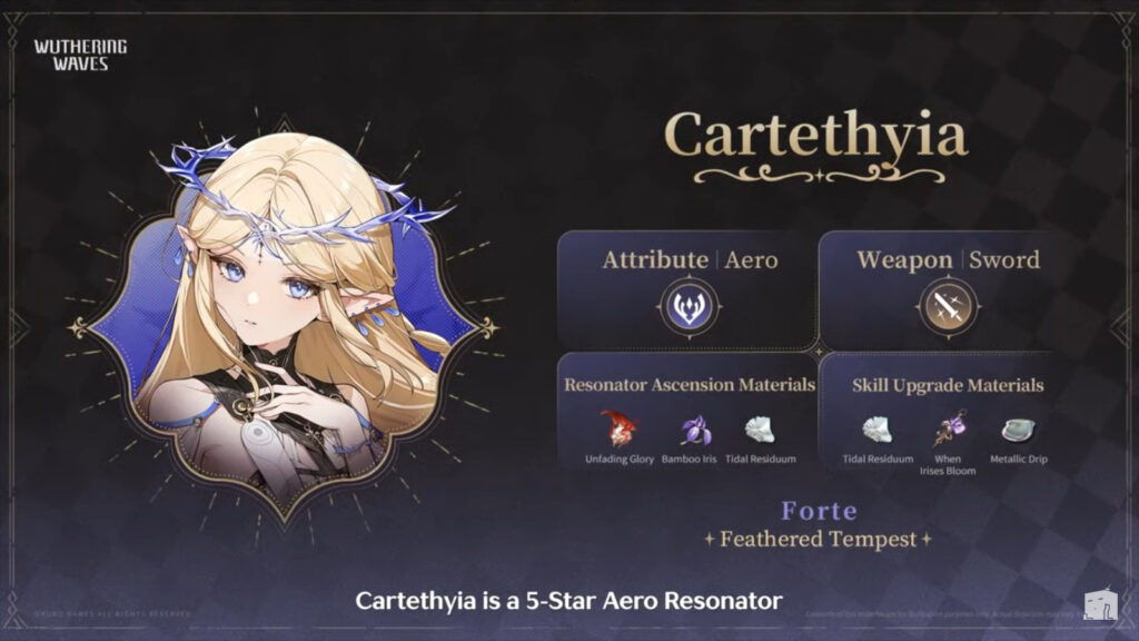 Cartethyia' Wuthering Waves materials (Image via Kuro Games)