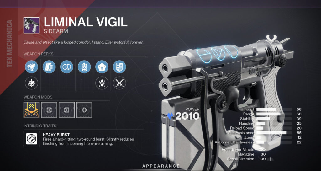 A burst sidearm that packs a punch. (Screenshot by esports.gg)