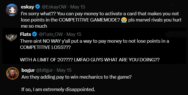 Content creators' reaction to Chrono Shield Cards in Marvel Rivals (Screenshot via esports.gg)