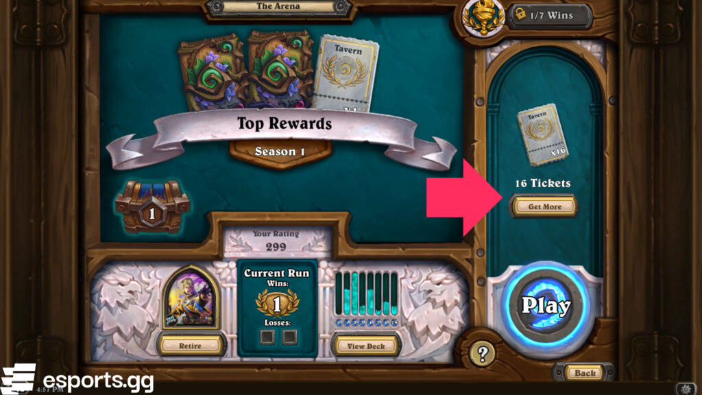 You can get more Tavern Tickets by pressing this button (Screenshot via esports.gg)