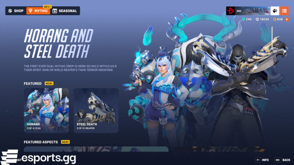 Overwatch 2 Mythic Shop rotation (Screenshot via esports.gg)