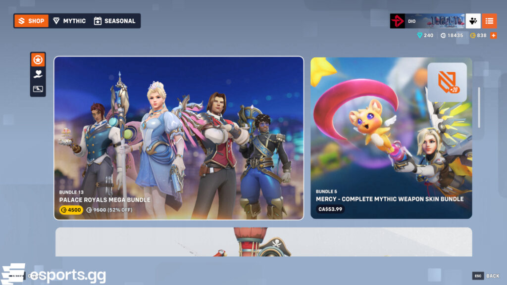 Overwatch 2 shop today (Screenshot via esports.gg)