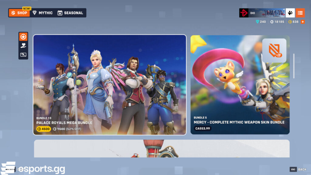 Overwatch 2 shop today (Screenshot via esports.gg)