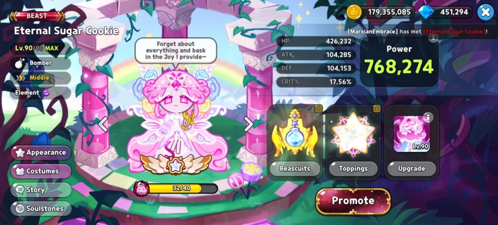 Eternal Sugar Cookie in CRK has poison element attacks. (Screenshot via esports.gg)