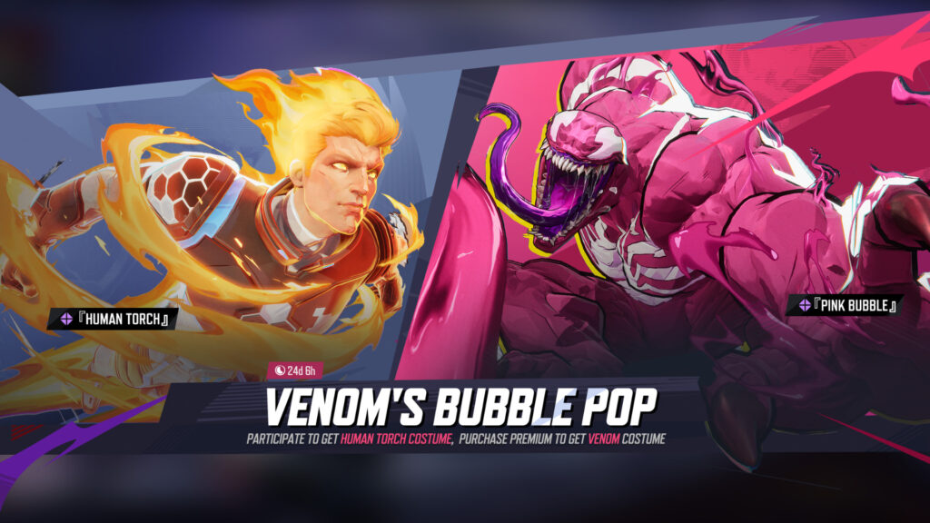 The Future Foundation Human Torch costume and Pink Venom costume in Marvel Rivals (Image via NetEase Games)