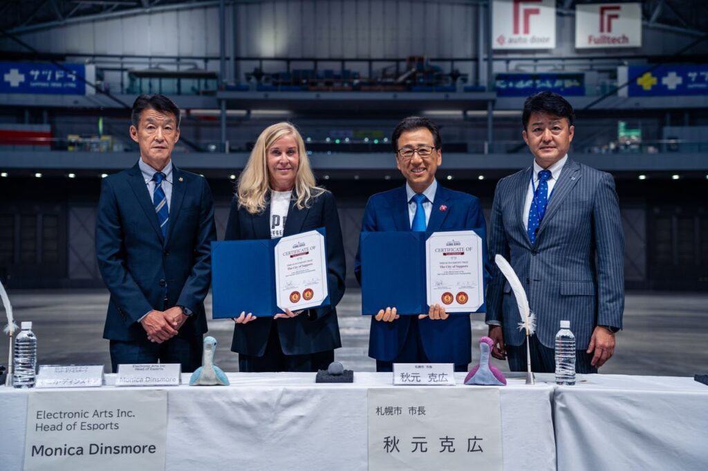 Monica Dinsmore at the signing ceremony in Sapporo // Photo: EA