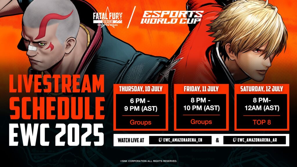 FATAL FURY EWC 2025 schedule (Image via SNK Esports Hub)