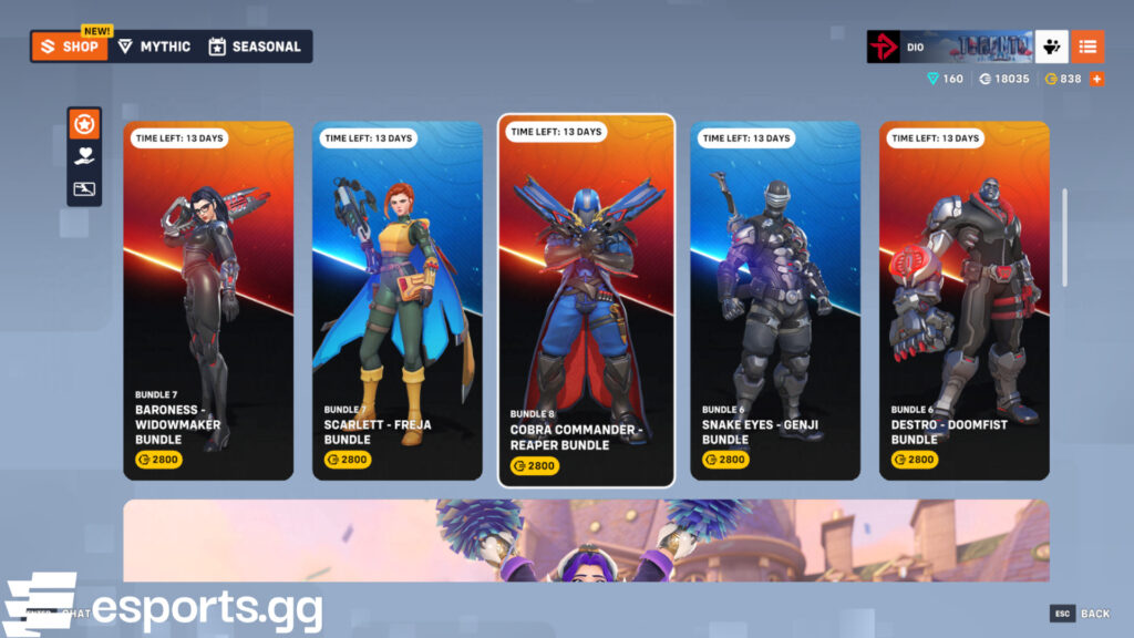 Overwatch 2 shop today (Screenshot via esports.gg)