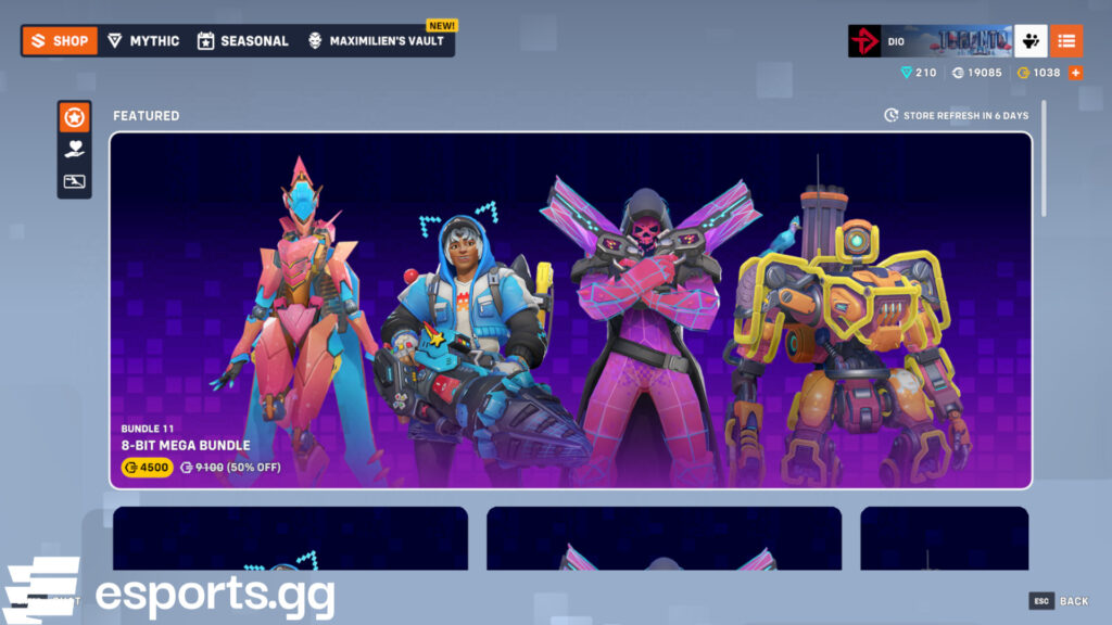 Overwatch 2 shop rotation (Screenshot via esports.gg)