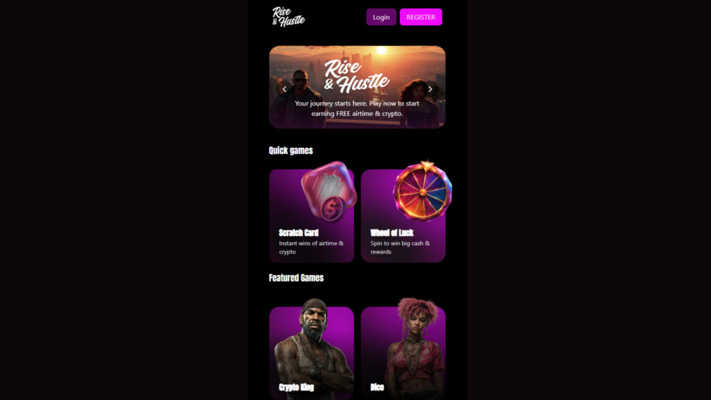 A screenshot of the Rise & Hustle website (Image via Rise & Hustle)