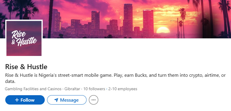 A screenshot of the Rise & Hustle page on LinkedIn (Image via LinkedIn)